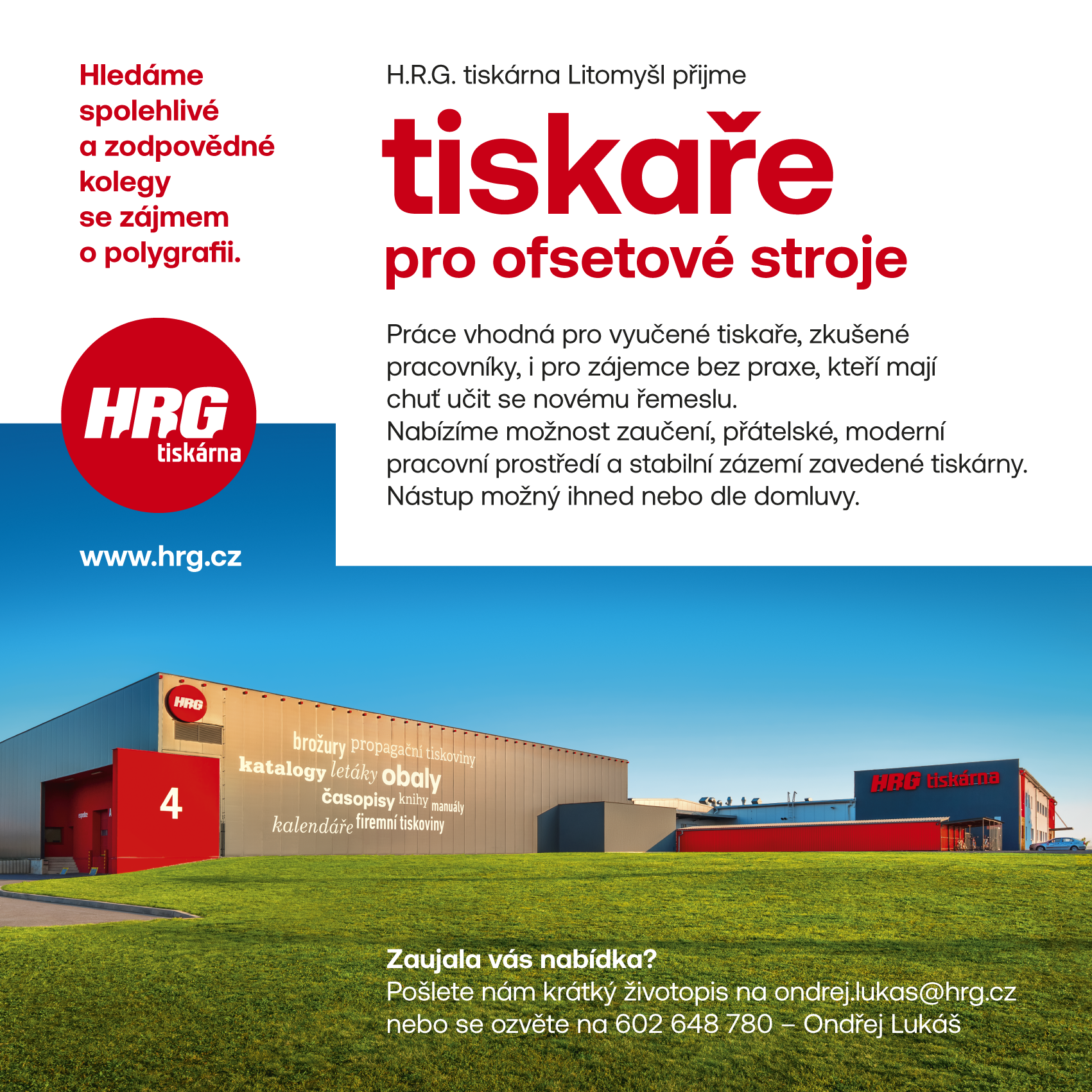 HRG inzerát tiskař